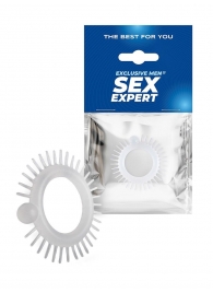 Эластичное эрекционное кольцо с шипиками и шариком - Sex Expert - в Белгороде купить с доставкой