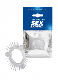 Эластичное эрекционное кольцо с 3 шариками и шипами - Sex Expert - в Белгороде купить с доставкой