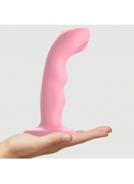 Розовая насадка-стимулятор Strap-On-Me Tapping Dildo Wave - Strap-on-me - купить с доставкой в Белгороде