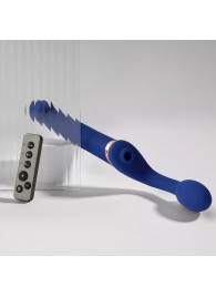 Синий безремневой страпон Multi Orgasm Bendable Strap-On size XL с клиторальной стимуляцией - Strap-on-me - купить с доставкой в Белгороде