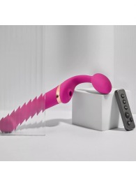 Ярко-розовый безремневой страпон Multi Orgasm Bendable Strap-On size L с клиторальной стимуляцией - Strap-on-me - купить с доставкой в Белгороде