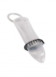 Закрытая насадка на пенис с подхватом мошонки и стимулирующими «ресничками» - Sextaz - в Белгороде купить с доставкой