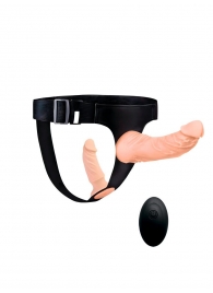 Женский страпон с 2 насадками, вибрацией и пультом ДУ - Erowoman-Eroman - купить с доставкой в Белгороде