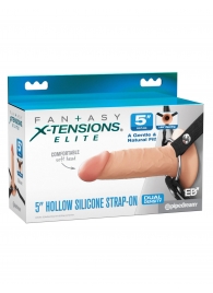 Телесный пустотелый фаллопротез 5’’ Hollow Silicone Strap-On - 14 см. - Pipedream - купить с доставкой в Белгороде