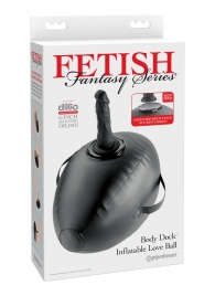 Черный надувной мяч с платформой для фиксации дилдо Body Dock Inflatable Love Ball - Pipedream - купить с доставкой в Белгороде