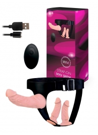 Женский страпон с 3 насадками и вибрацией - Erowoman-Eroman - купить с доставкой в Белгороде