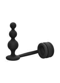 Черное эрекционное кольцо с анальной елочкой Cockring With Beaded Anal Plug - Dream Toys - в Белгороде купить с доставкой