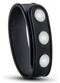 Черное эрекционное кольцо на кнопках - Blush Novelties - в Белгороде купить с доставкой