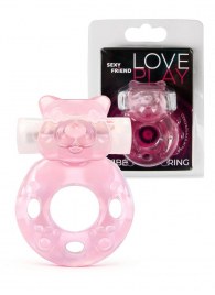Розовое эрекционное виброкольцо в форме мишки - 1137 - в Белгороде купить с доставкой