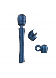 Синий вибромассажёр с насадками Man.wand Edgy - Manwan - в Белгороде купить с доставкой