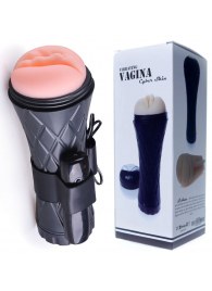 Телесный мастурбатор-вагина в черной колбе с вибрацией - Boys of Toys - в Белгороде купить с доставкой