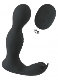 Черная анальная пробка с вибрацией, вращением и пультом ДУ RC Butt Plug with 2 Functions - Orion - в Белгороде купить с доставкой