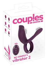 Фиолетовая насадка на член с клиторальным отростком и пультом ДУ RC Couple’s Vibrator 2 - Orion - в Белгороде купить с доставкой