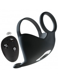 Черная вибронасадка для эрекции и стимуляции мошонки Cock ring with RC ball massager - Orion - в Белгороде купить с доставкой