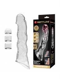 Прозрачный фаллоудлинитель с 3 вставками - 28 см. - Baile - в Белгороде купить с доставкой