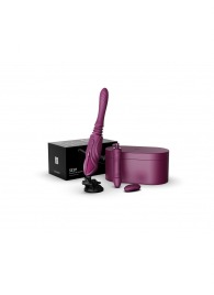 Фиолетовая секс-машина с функцией нагрева, насадками и присоской Sesh - Zalo - купить с доставкой в Белгороде