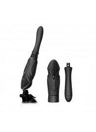 Черная секс-машина с функцией нагрева, насадками и присоской Sesh - Zalo - купить с доставкой в Белгороде