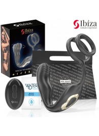 Черная анальная пробка с вращением и эрекционными кольцами - Ibiza - в Белгороде купить с доставкой