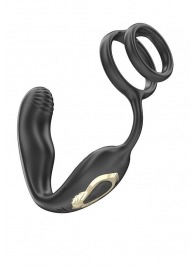 Черная анальная пробка с вращением и эрекционными кольцами - Ibiza - в Белгороде купить с доставкой