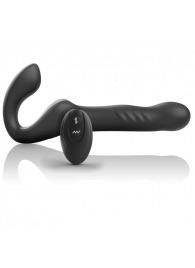 Черный безремневой страпон с вибрацией и возвратно-поступательными движениями - 24 см. - Ibiza - купить с доставкой в Белгороде