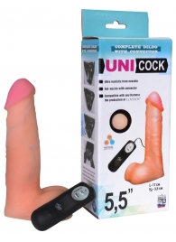 Фаллическая насадка Харнесс UNICOCK 5,5  с вибрацией - 17 см. - LOVETOY (А-Полимер) - купить с доставкой в Белгороде