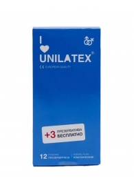 Классические презервативы Unilatex Natural Plain - 12 шт. + 3 шт. в подарок - Unilatex - купить с доставкой в Белгороде