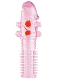 Гелевая розовая насадка с шариками и шипами - 14 см. - ToyFa - в Белгороде купить с доставкой