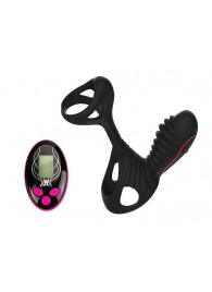 Чёрная насадка на фаллос Gladiator + LRS  с трехкнопочным пультом управления - Adrien Lastic - в Белгороде купить с доставкой