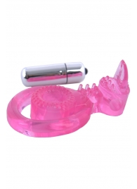Розовая вибронасадка со стимулятор клитора   Язычок - Toyfa Basic - в Белгороде купить с доставкой