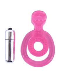Розовая вибронасадка со стимулятор клитора   Язычок - Toyfa Basic - в Белгороде купить с доставкой