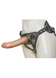 Насадка-фаллоимитатор на кожаных трусиках Harness Ultra Realistic 7  - 18 см. - LOVETOY (А-Полимер) - купить с доставкой в Белгороде