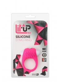 Розовое эрекционное кольцо с щеточкой LIT-UP SILICONE STIMU RING 5 - Dream Toys - в Белгороде купить с доставкой