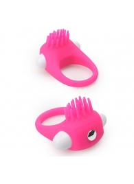 Розовое эрекционное кольцо с щеточкой LIT-UP SILICONE STIMU RING 5 - Dream Toys - в Белгороде купить с доставкой