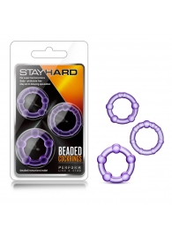 Набор из 3 фиолетовых эрекционных колец Stay Hard Beaded Cockrings - Blush Novelties - в Белгороде купить с доставкой