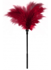 Пластиковая метелочка с красными пёрышками Small Feather Tickler - 32 см. - Blush Novelties - купить с доставкой в Белгороде