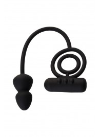 Чёрное эрекционное кольцо с вибропулькой и анальным хвостом - Erotist Adult Toys - в Белгороде купить с доставкой