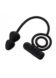 Чёрное эрекционное кольцо с вибропулькой и анальным хвостом - Erotist Adult Toys - в Белгороде купить с доставкой