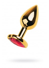 Золотистая анальная пробка с кристаллом-сердцем - 7,5 см. - ToyFa - купить с доставкой в Белгороде