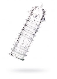 Прозрачная насадка на пенис TOYFA A-Toys с ребрами и точками - 15,3 см. - A-toys - в Белгороде купить с доставкой