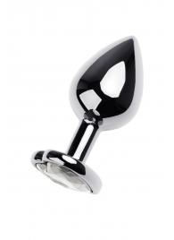 Серебристая анальная пробка с прозрачным кристаллом-сердцем - 8 см. - ToyFa - купить с доставкой в Белгороде