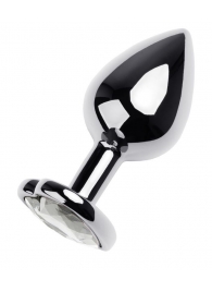 Серебристая анальная пробка с прозрачным кристаллом-сердцем - 8 см. - ToyFa - купить с доставкой в Белгороде