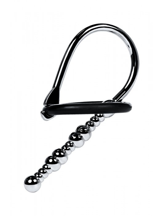 Серебристый уретральный плаг-бусины TOYFA Metal с мягким фиксириющим кольцом - ToyFa - купить с доставкой в Белгороде