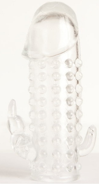 Гелевая прозрачная насадка с 2 отростками - 13 см. - Toyfa Basic - в Белгороде купить с доставкой