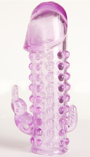 Закрытая фиолетовая насадка с 2 отростками - 13 см. - Toyfa Basic - в Белгороде купить с доставкой