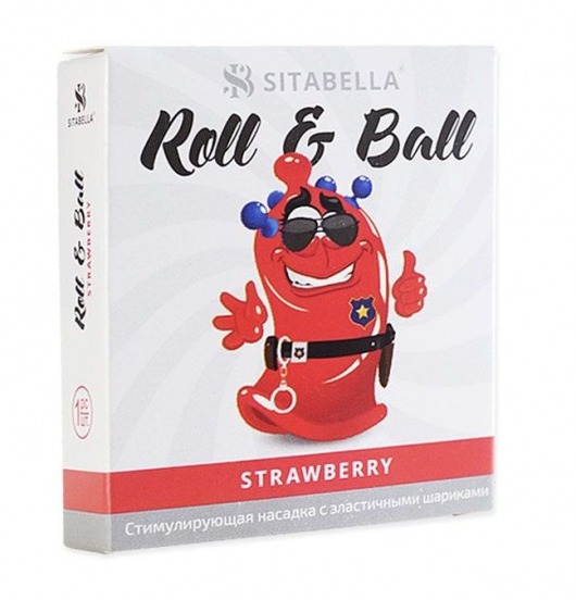 Стимулирующий презерватив-насадка Roll   Ball Strawberry - Sitabella - купить с доставкой в Белгороде