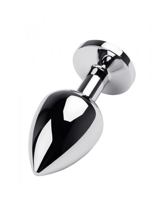 Серебристая коническая анальная пробка с красным кристаллом - 8 см. - ToyFa - купить с доставкой в Белгороде