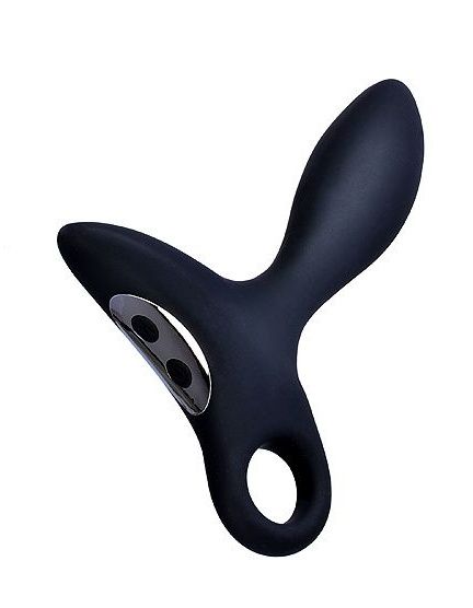Черный силиконовый анальный вибромассажер Erokey с колечком-ограничителем - Erokay - в Белгороде купить с доставкой