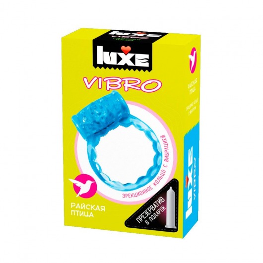 Голубое эрекционное виброкольцо Luxe VIBRO  Райская птица  + презерватив - Luxe - в Белгороде купить с доставкой