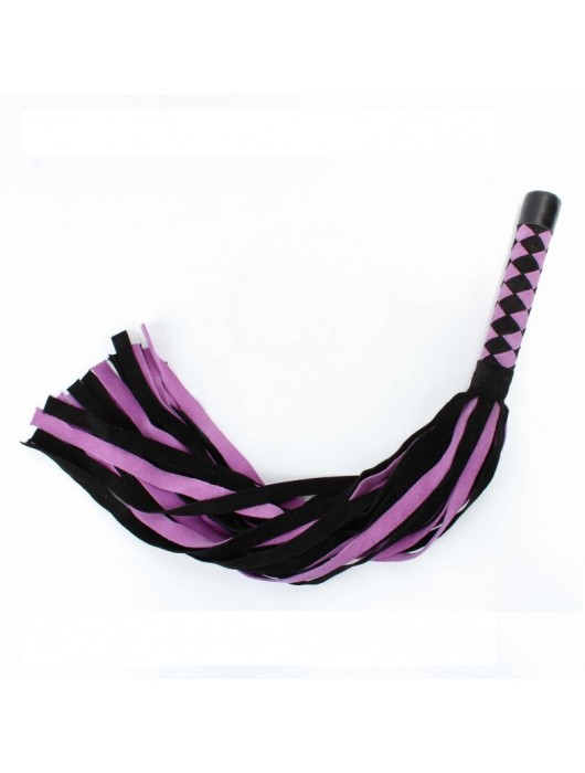 Черно-розовая плеть из замши - 58 см. - БДСМ Арсенал - купить с доставкой в Белгороде