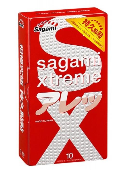 Утолщенные презервативы Sagami Xtreme Feel Long с точками - 10 шт. - Sagami - купить с доставкой в Белгороде